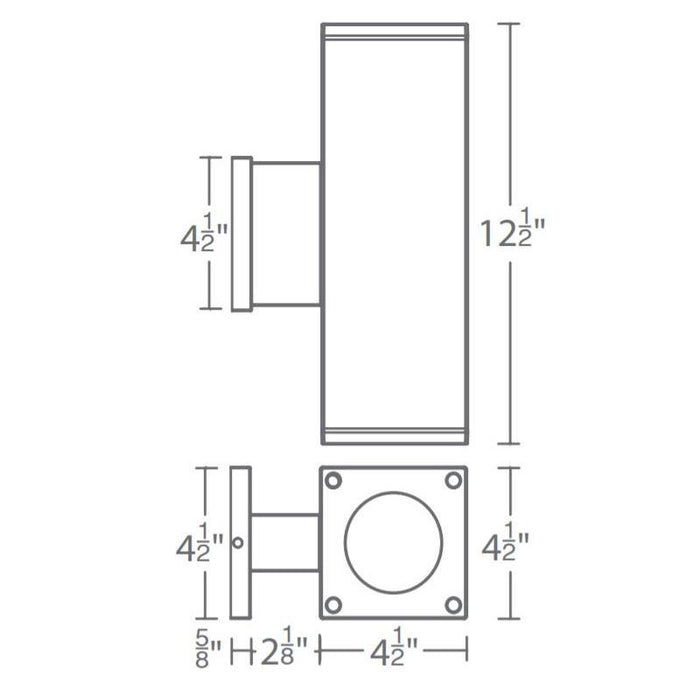 WAC DC-WD0534 Cube Architectural 5" Double Wall Mount, 16° Beam