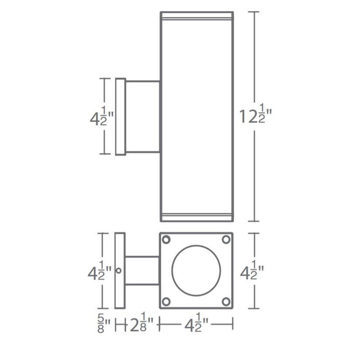 WAC DC-WD0534 Cube Architectural 5" Double Wall Mount, 25° Beam