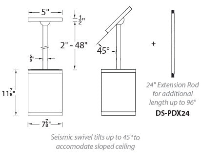 WAC DS-PD08 Tube Architectural 8" 46W LED Pendant Mount