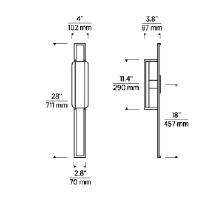 Tech 700WSDUE28 Duelle 28" Tall LED Wall Sconce