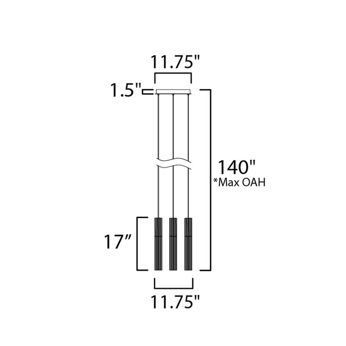 ET2 E11013 Reeds 3-lt 12" LED Pendant