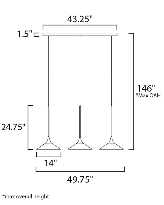 ET2 E21535-24 Cono 3-lt 50" LED Linear Pendant