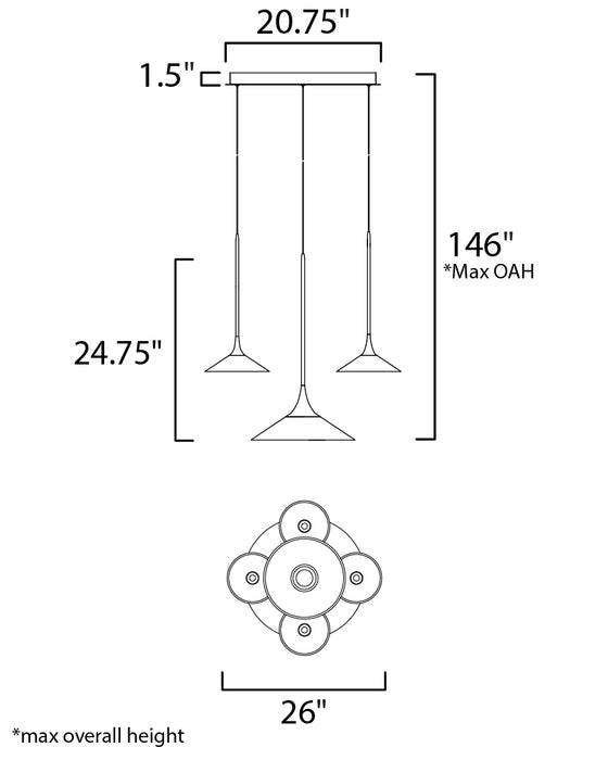 ET2 E21536-24 Cono 5-lt 26" LED Multi-Light Pendant