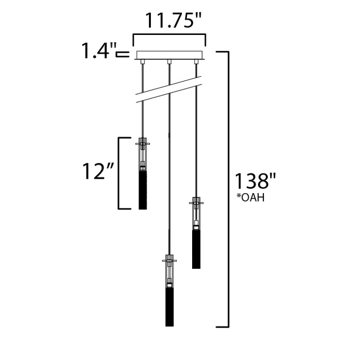 ET2 E31093 Pipette 3-lt 12" LED Pendant