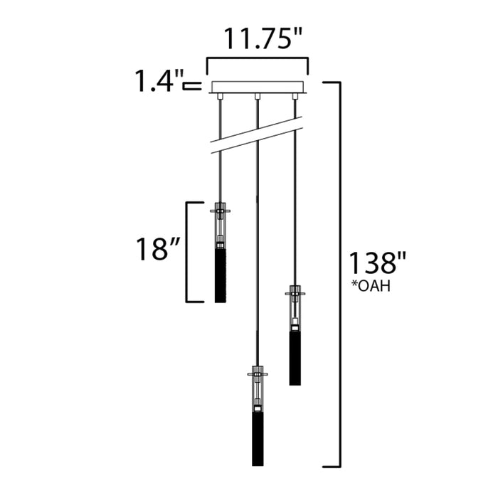 ET2 E11013 Pipette 3-lt 12" LED Pendant