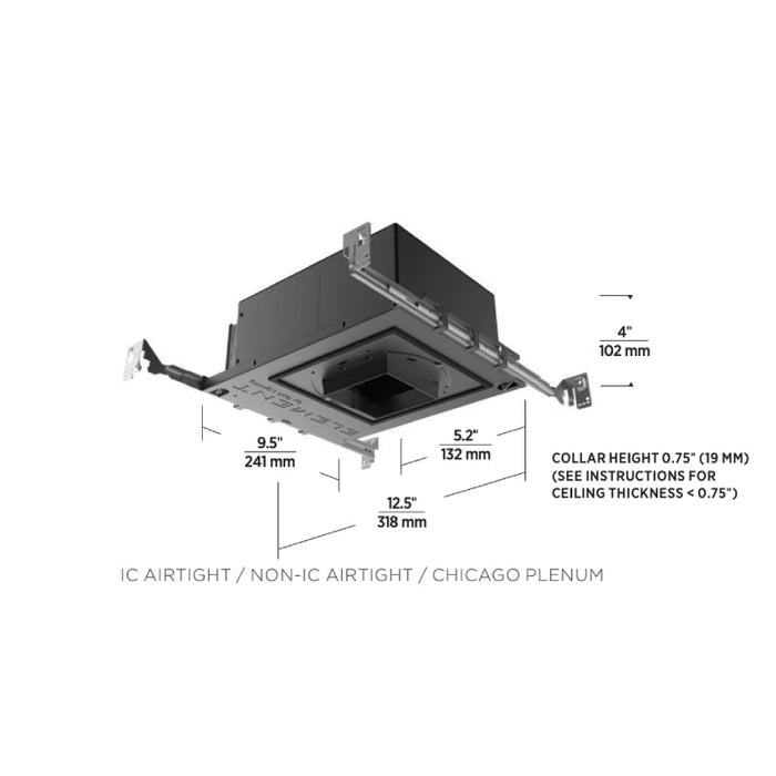 Element E3R 3" 17W LED Round Adjustable Downlight IC New Construction Housing