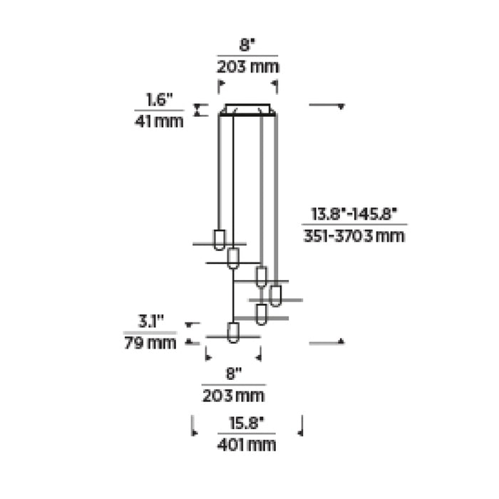 Tech 700TRSPEVS6 Eaves 6-lt 16" LED Chandelier