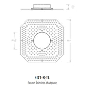 CSL ED1-R-TL Round Trimless Mud-In plate for 1" Eco-Downlight