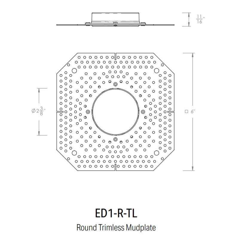 CSL ED1-R-TL Round Trimless Mud-In plate for 1" Eco-Downlight