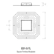 CSL ED1-S-TL Square Trimless Mud-In plate for 1" Eco-Downlight