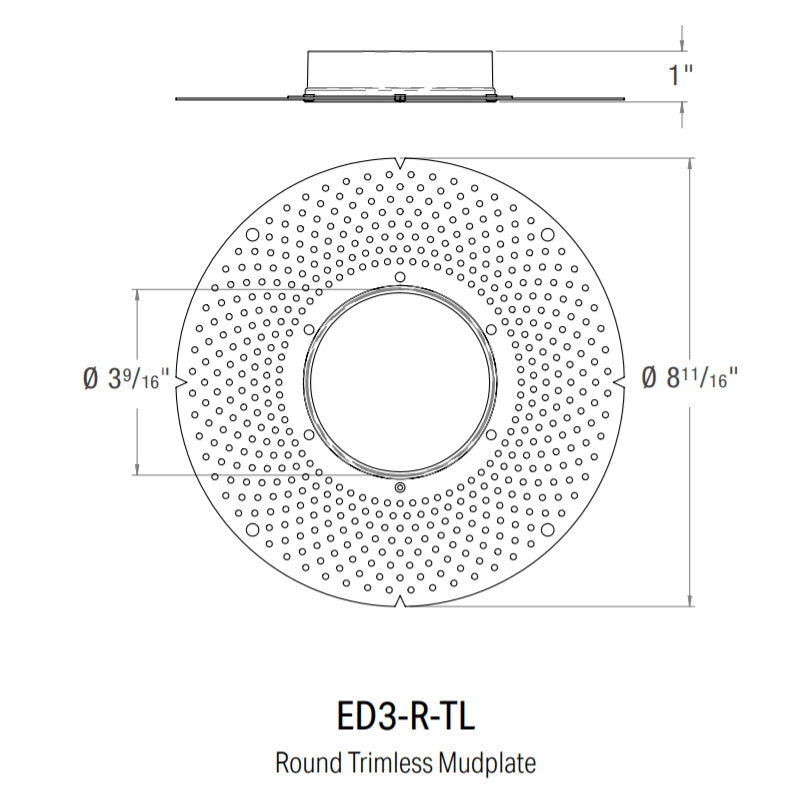 CSL ED3-R-TL Round Trimless Mud-In plate for 3" Eco-Downlight