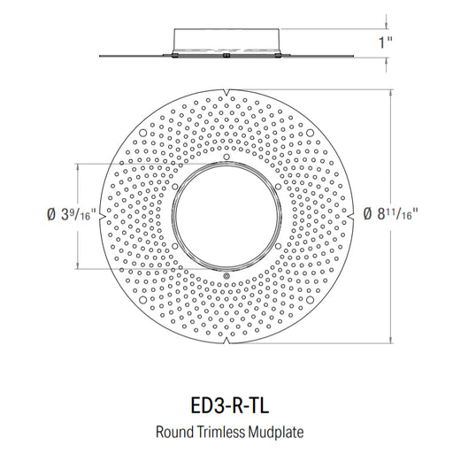CSL ED3-R-TL Round Trimless Mud-In plate for 3" Eco-Downlight