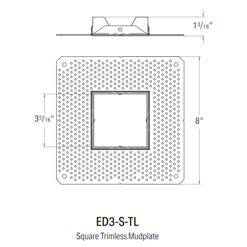 CSL ED3-S-TL Square Trimless Mud-In plate for 3" Eco-Downlight