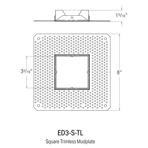 CSL ED3-S-TL Square Trimless Mud-In plate for 3" Eco-Downlight