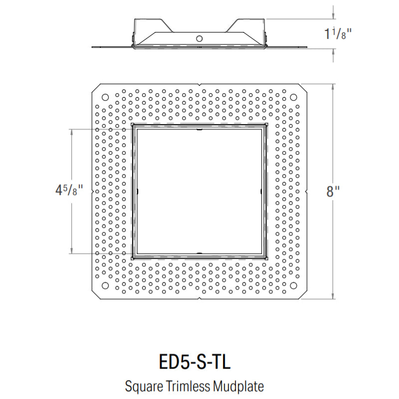 CSL ED5-S-TL Square Trimless Mud-In plate for 5" Eco-Downlight