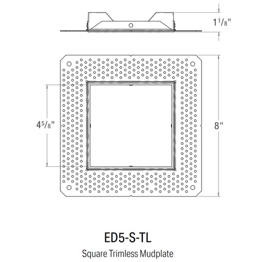 CSL ED5-S-TL Square Trimless Mud-In plate for 5" Eco-Downlight