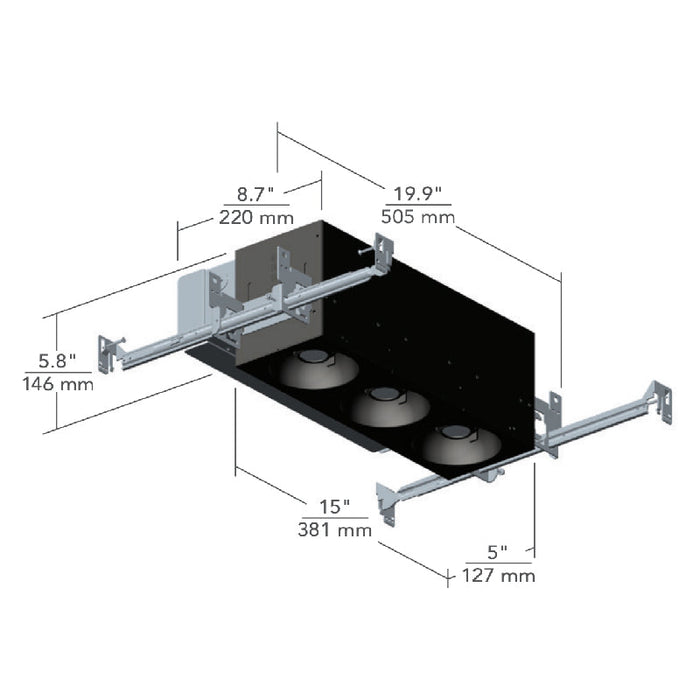 Element EMTH 1x3 36W LED Multiples Trimmed Housing