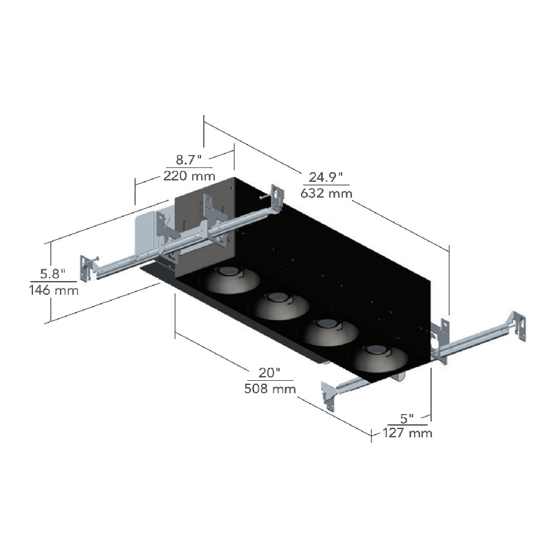 Element EMTH 1x4 48W LED Multiples Trimmed Housing