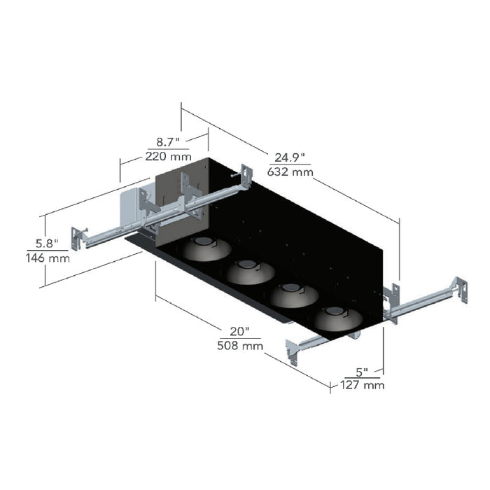 Element EMTH 1x4 48W LED Multiples Trimmed Housing