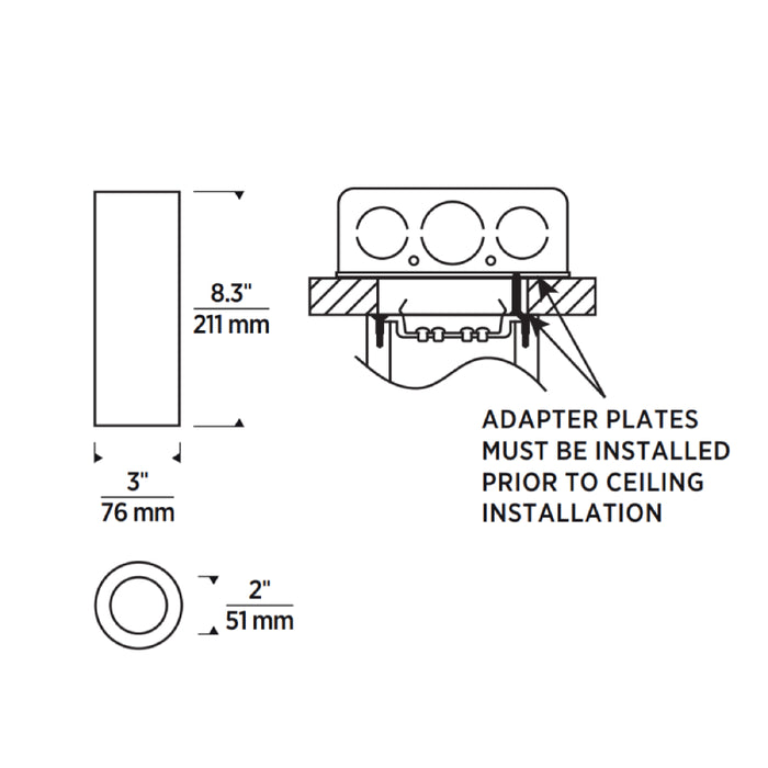 Entra 3" Round 15W LED Fixed Cylinder, Flush Mount