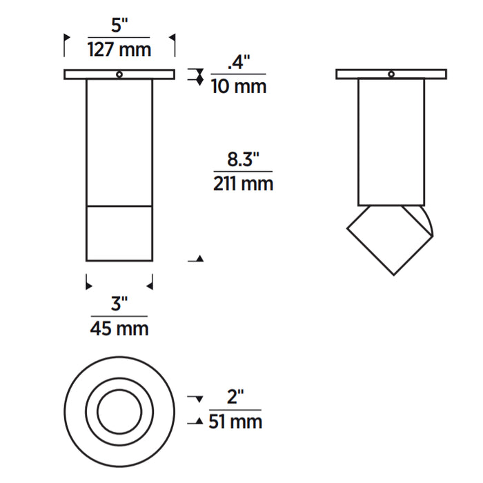 Tech ENCY3RS Entra 3" Round 12W LED Adjustable Cylinder, Surface Mount, Lutron Hi-Lume 1% 2-Wire