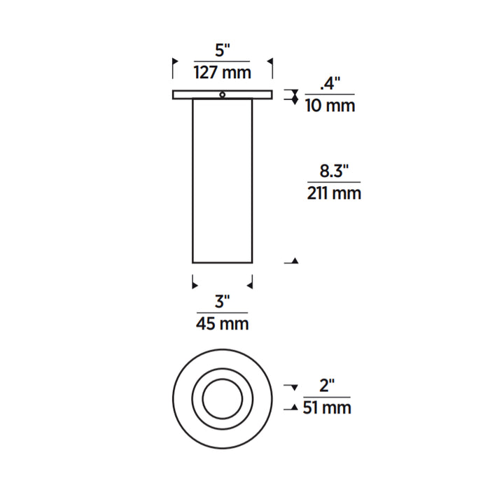 Entra 3" Round 15W LED Fixed Cylinder, Surface Mount