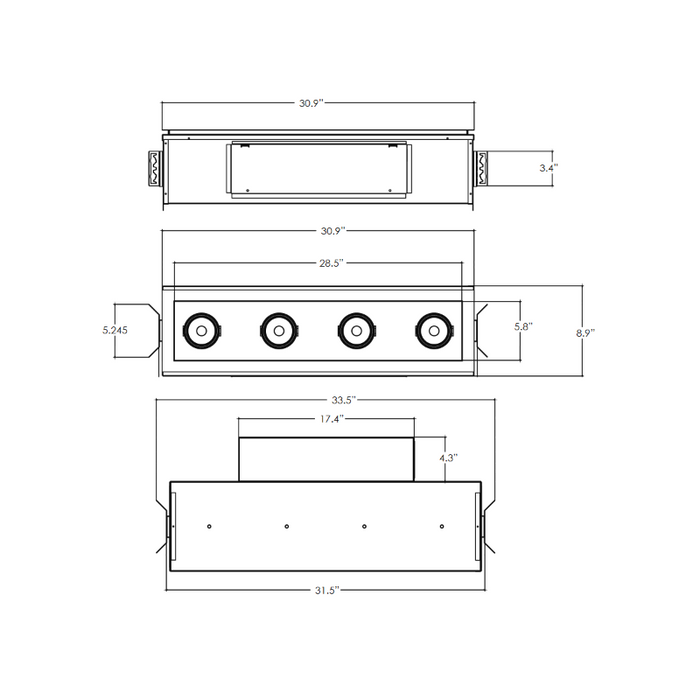 Elite FC4-LED-1000L 4 Head Flanged Recessed Multiple Combo LED Downlight, 1000 Lumens, 120V