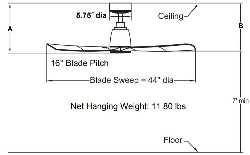 Fanimation FPD8547 Kute 44" Indoor/Outdoor Ceiling Fan