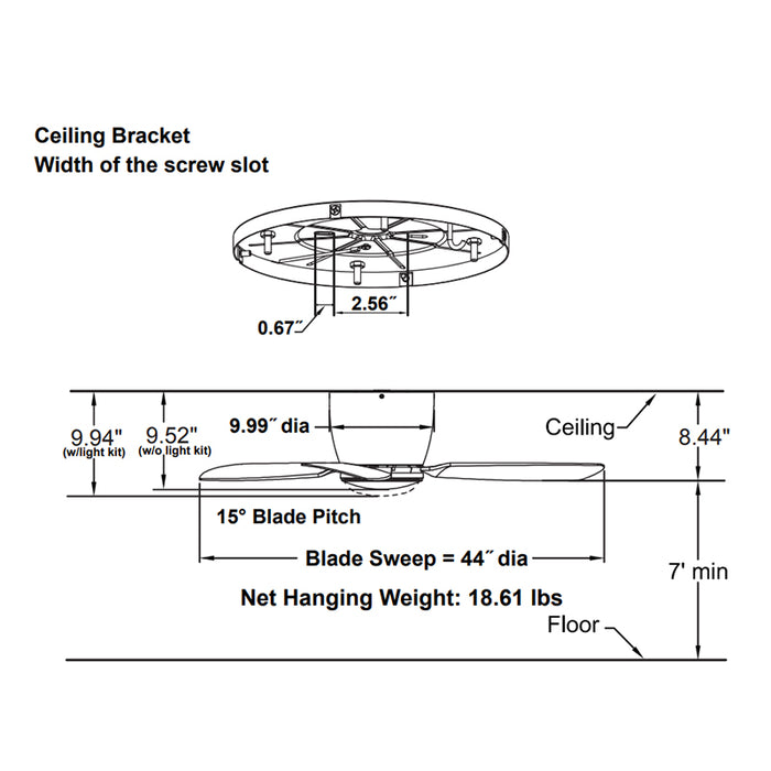 Fanimation FPS7981B Embrace 44" Ceiling Fan with LED Light Kit