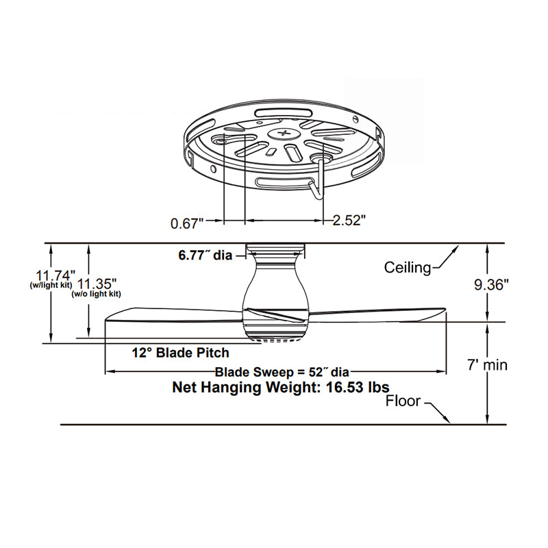 Fanimation FPS8355B Hugh 52" Indoor/Outdoor Ceiling Fan with LED Light Kit