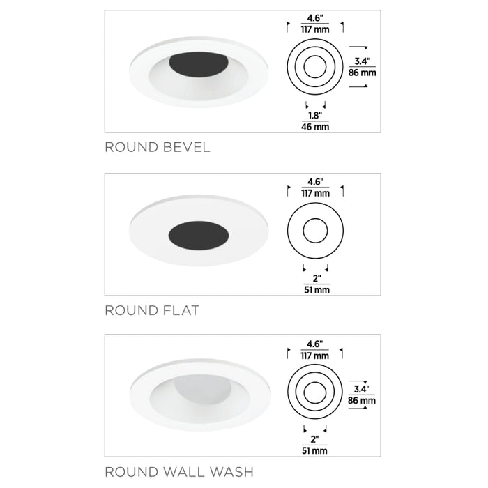 Entra EN3R 3" LED Adjustable Downlight Round Trim, Flanged