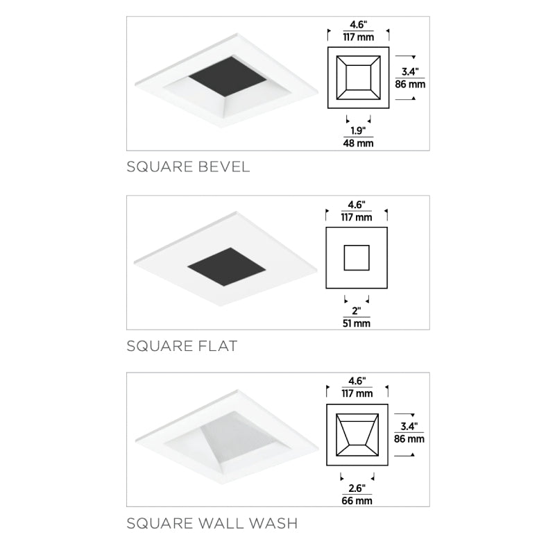 Entra EN3S 3" LED Adjustable Downlight Square Trim, Flanged