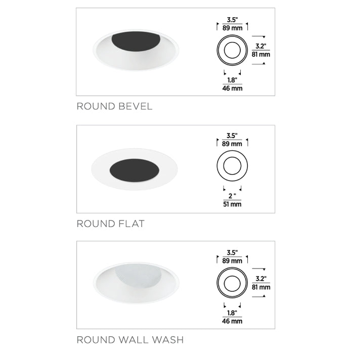 Entra EN3R 3" LED Adjustable Downlight Round Trim, Flangeless