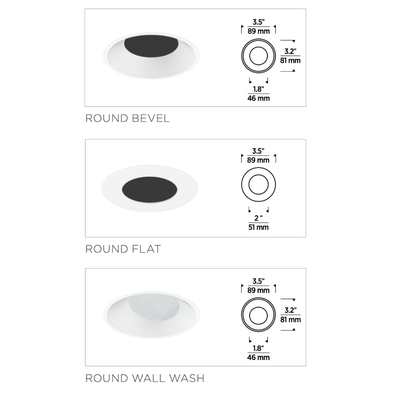 Tech EN3R Entra 3" LED Adjustable Downlight Round Trim, Flangeless ...