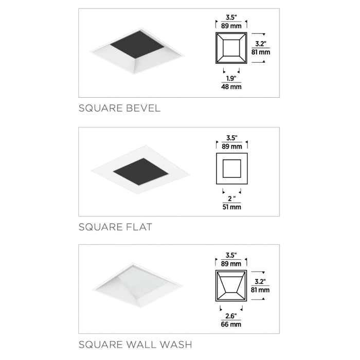 Entra EN3S 3" LED Adjustable Downlight Square Trim, Flangeless