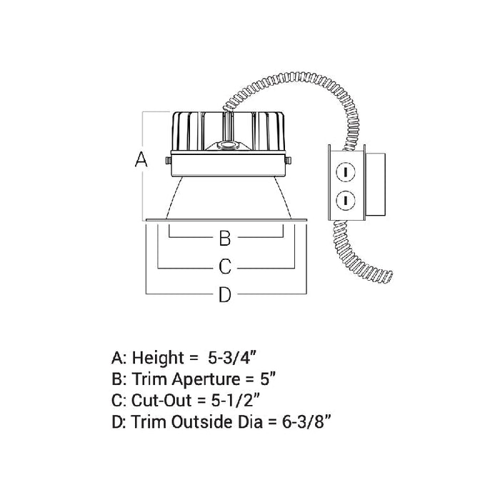 Elite HHJ5-LED 5" Architectural High Lumen LED Downlight Retrofit, 3000 lumens, 120V, Flanged Downlight