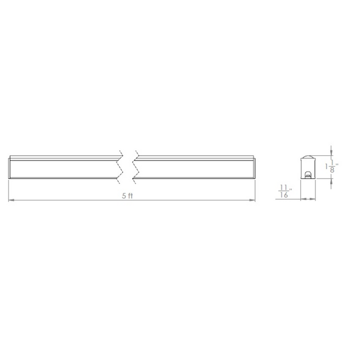 WAC LED-T-CH3 5-ft Field Cuttable Aluminum Surface Mounted Deep Linear Channel