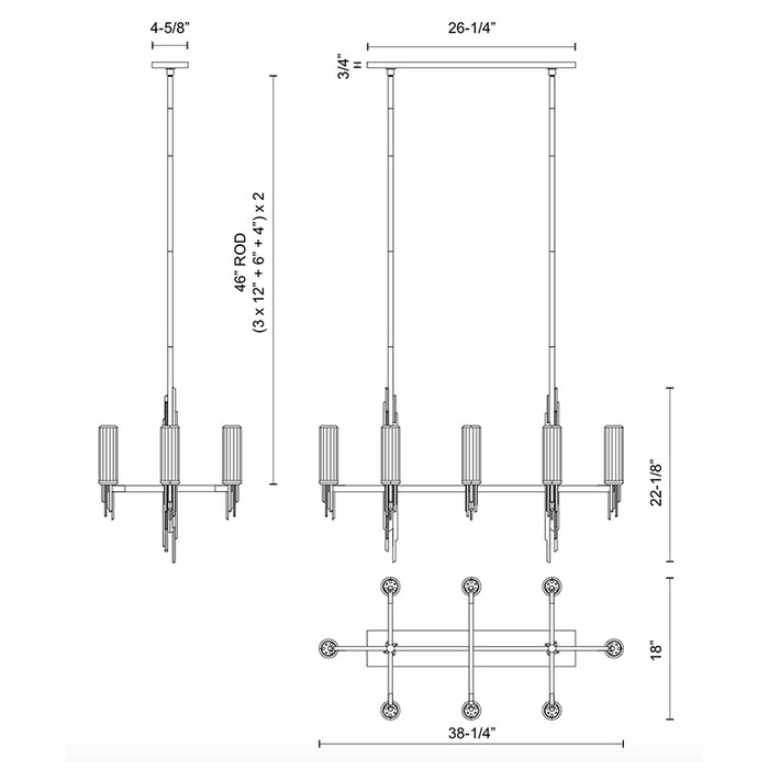 Alora LP335838 Torres 8- lt 38" Linear Pendant