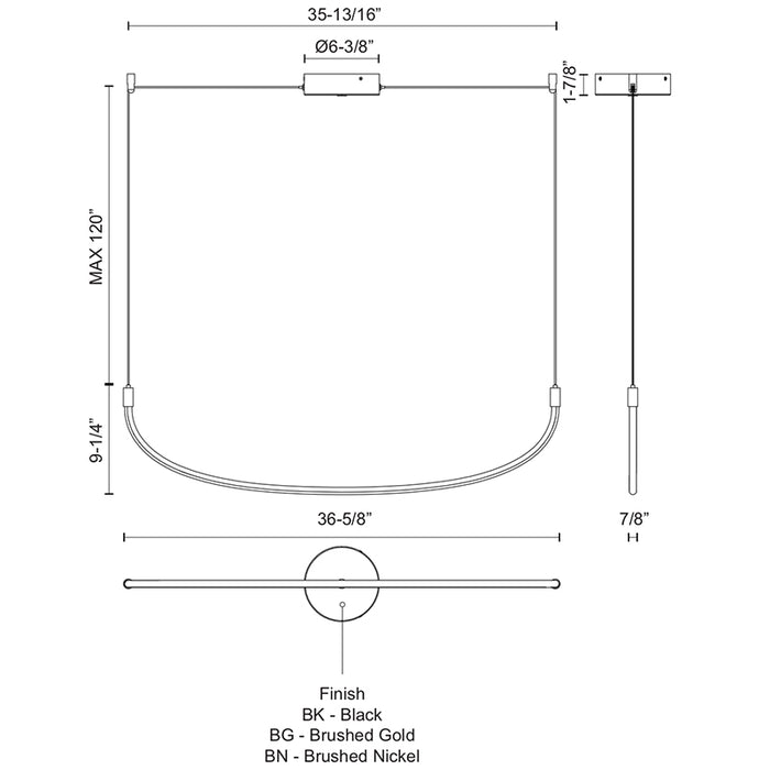 Kuzco LP89036 Talis 1- lt 37" LED Linear Pendant