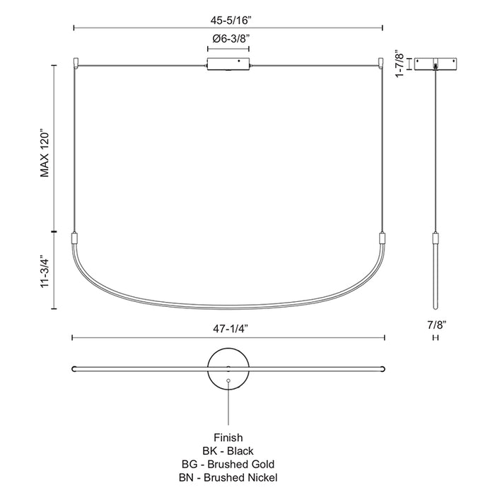 Kuzco LP89048 Talis 1- lt 47" LED Linear Pendant
