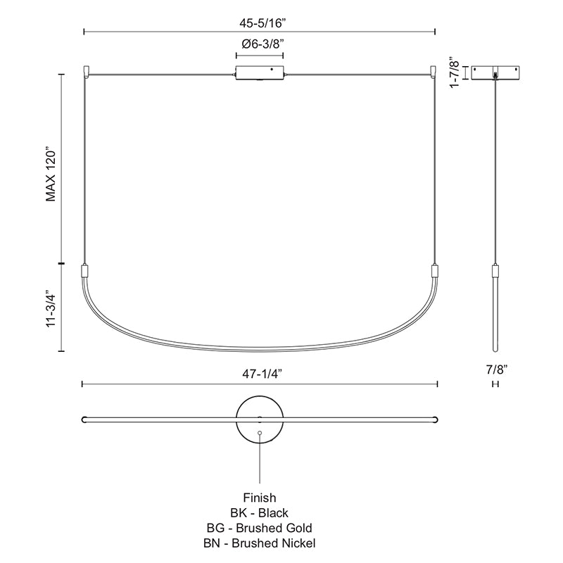 Kuzco LP89048 Talis 1- lt 47" LED Linear Pendant