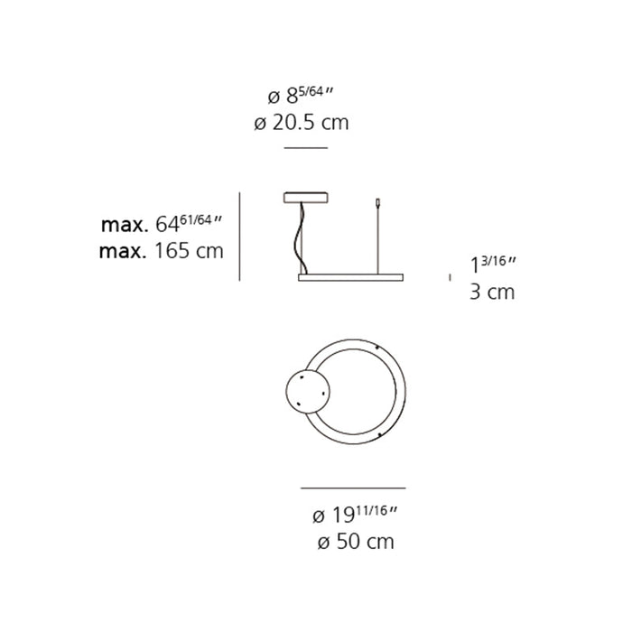 Artemide Ripple 50 LED Suspension, 0-10V Dimming