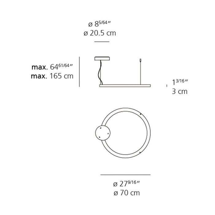 Artemide Ripple 70 LED Suspension, 2-Wire Dimming