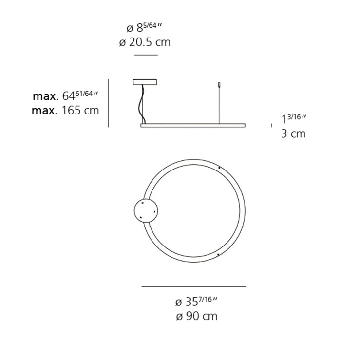 Artemide Ripple 90 LED Suspension, 0-10V Dimming