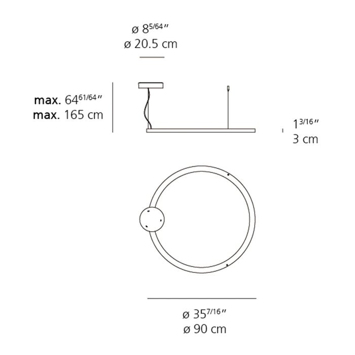 Artemide Ripple 90 LED Suspension, 2-Wire Dimming