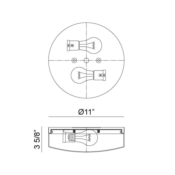 Matteo M13002 Xenon 2-lt 11" LED Flush Mount