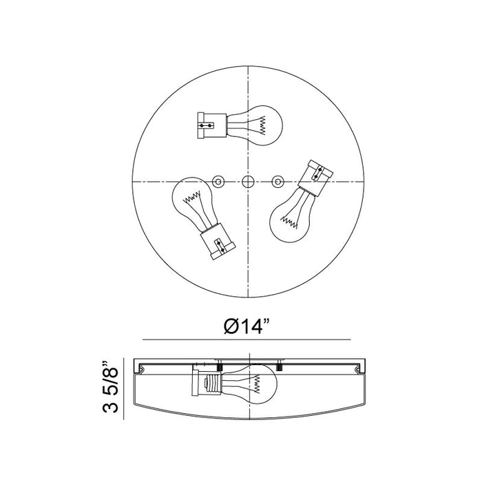 Matteo M13003 Xenon 3-lt 14" LED Flush Mount