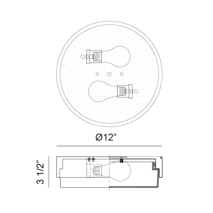 Matteo M13202 Quintz 2-lt 12" LED Flush Mount