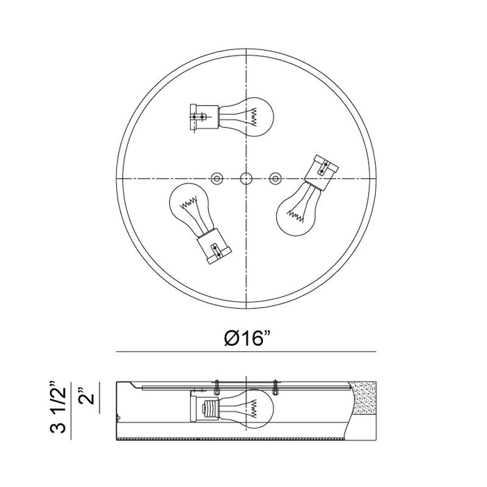 Matteo M14303 Trydor 3-lt 16" Flush Mount