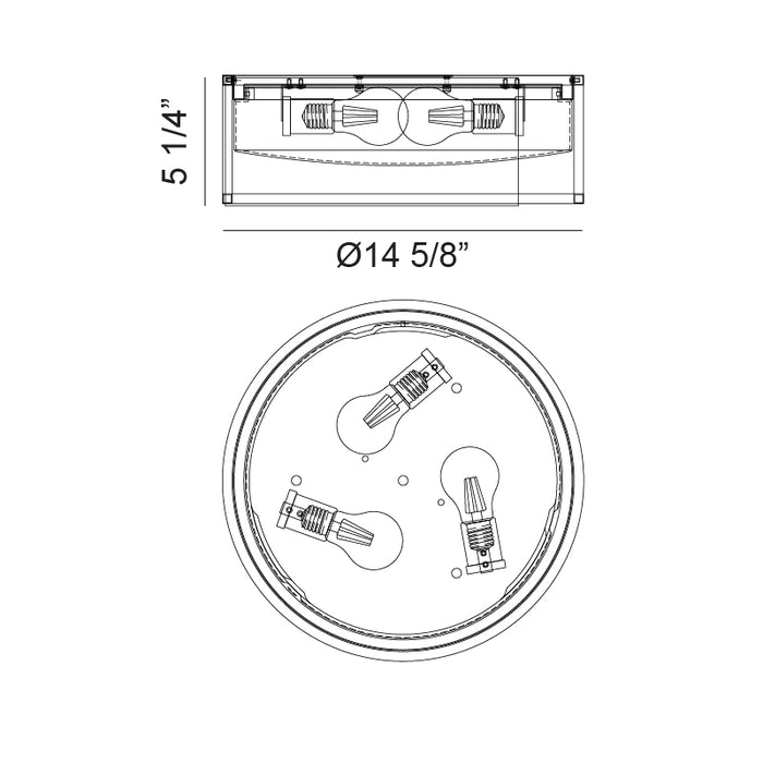 Matteo M15003 Framerton 3-lt 15" LED Flush Mount
